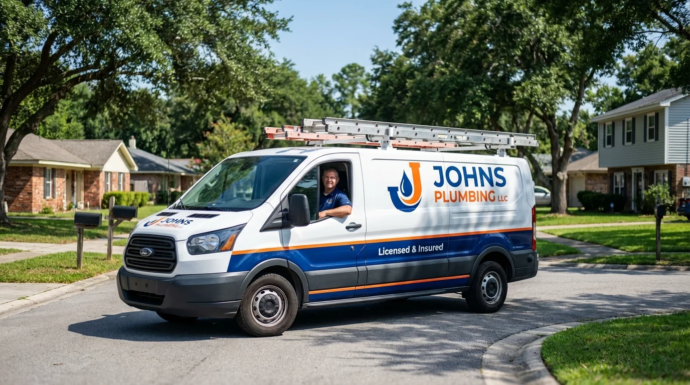 Johns Plumbing LLC service van in Estell Manor, NJ