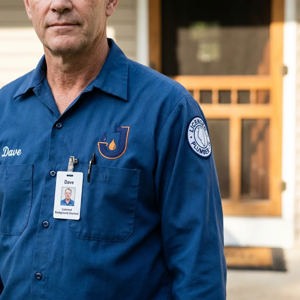 Licensed plumber showing ID badge in Estell Manor, NJ