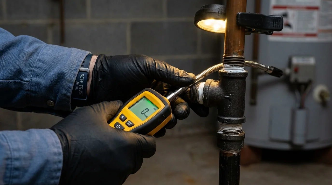 Gas leak detection with electronic sniffer by Johns Plumbing LLC in Estell Manor